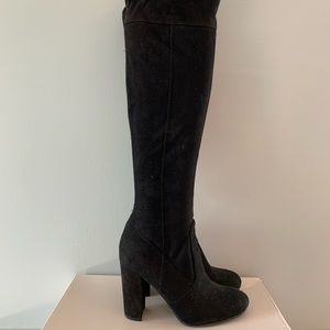 Black over the knee boots. Suede look. Size 6